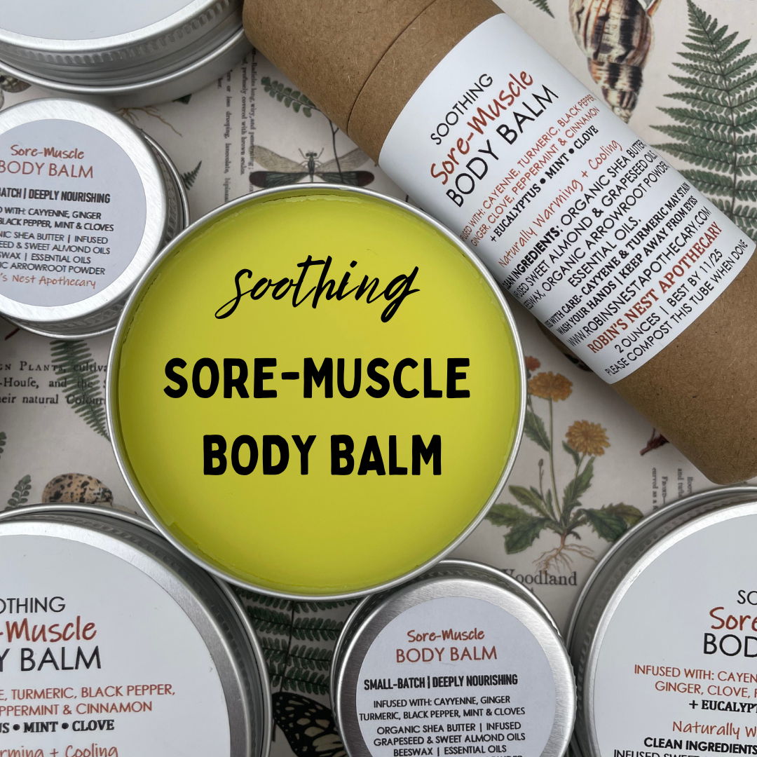 SOOTHING Sore-Muscle Body Balm | Cayenne + Ginger + Turmeric | Natural Pain Relief | CLEAN Skincare | IMPROVED FORMULA!