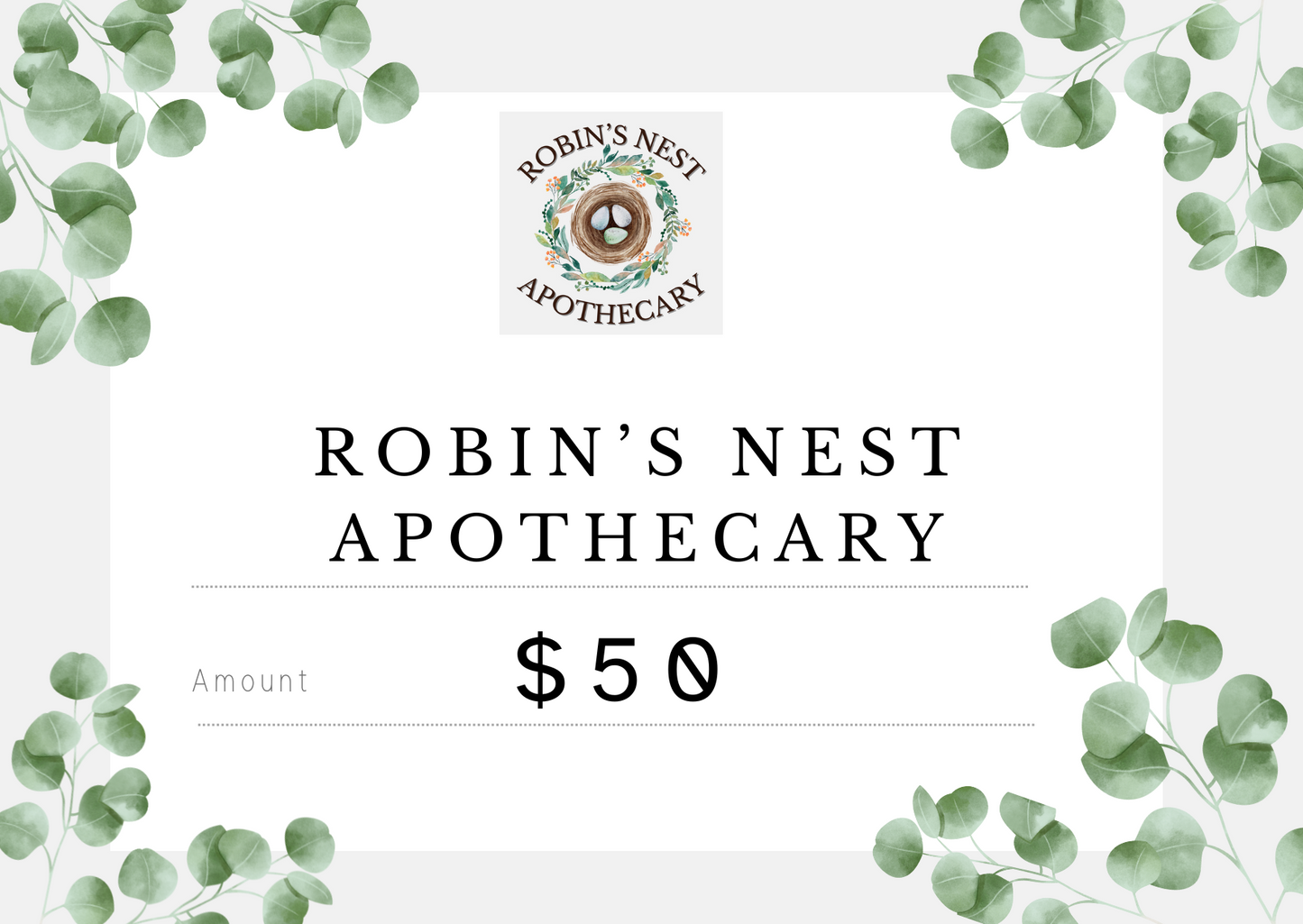 ROBIN'S NEST APOTHECARY GIFT CARD