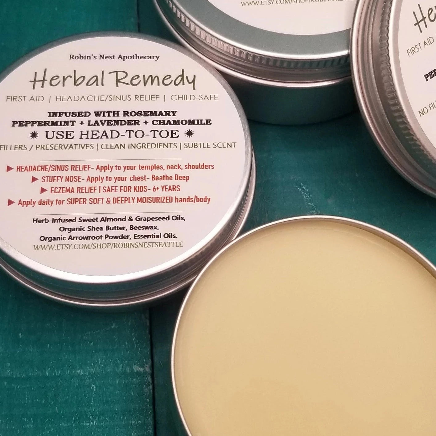 HERBAL REMEDY Body Balm | Soothe Eczema & Dry Skin | Congestion + Headache Relief | Rosemary Infused | CLEAN Skincare