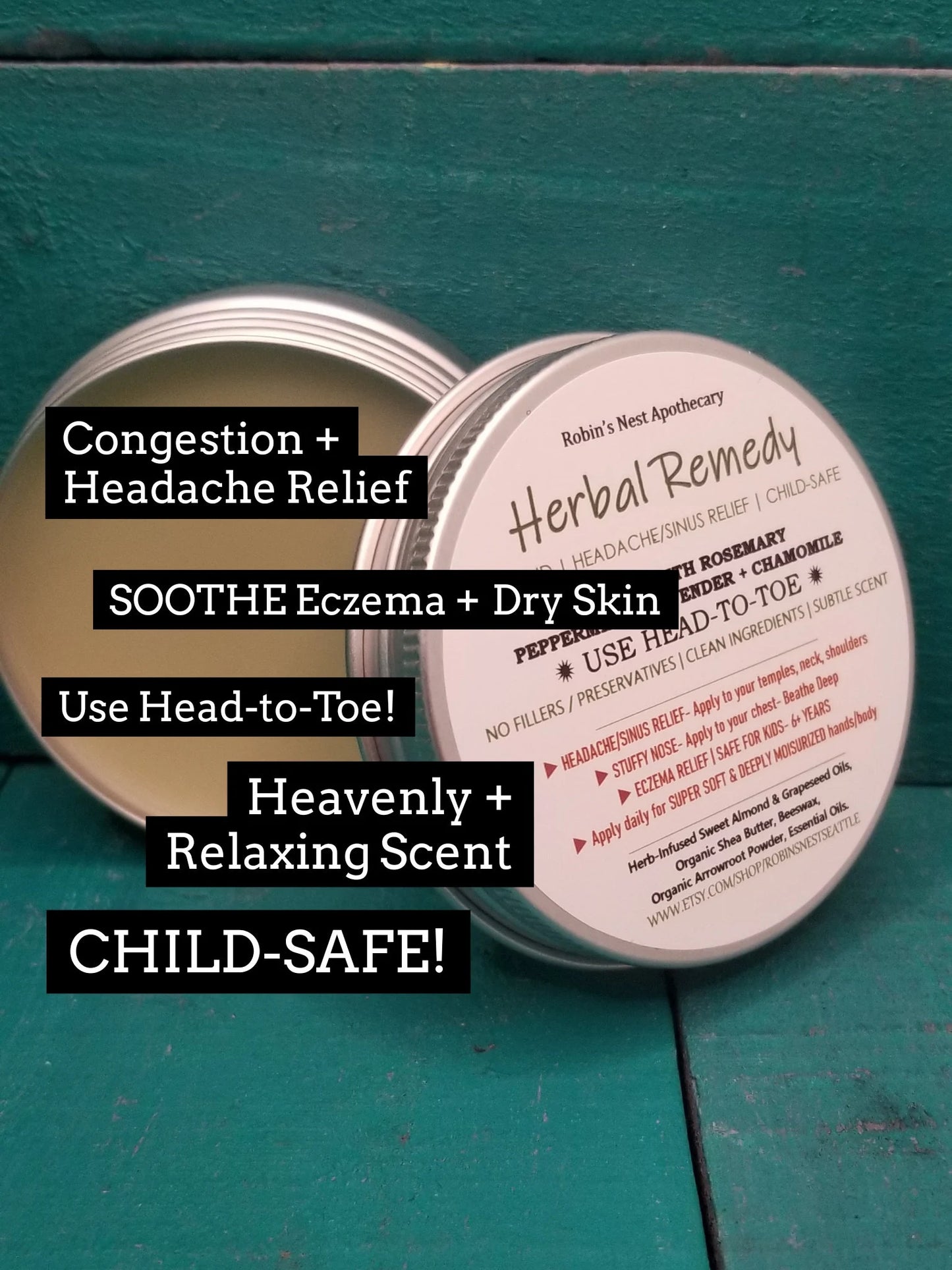 HERBAL REMEDY Body Balm | Soothe Eczema & Dry Skin | Congestion + Headache Relief | Rosemary Infused | CLEAN Skincare