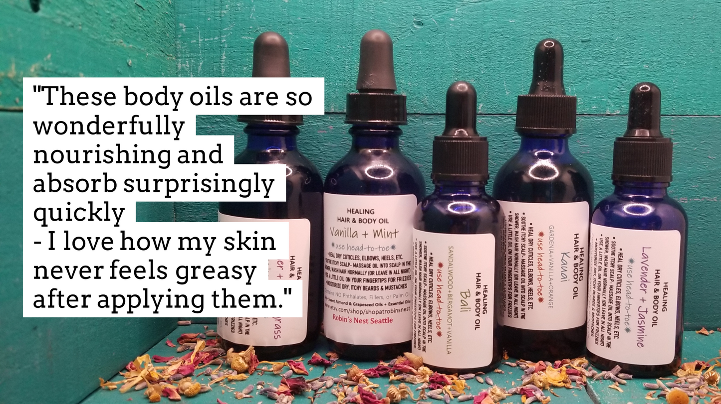 HEAVENLY Hair & Body Oils | Simple Ingredients | Hydrating & Nourishing | USE HEAD-TO-TOE | Vegan | Scalp Treatment | Natural Skincare