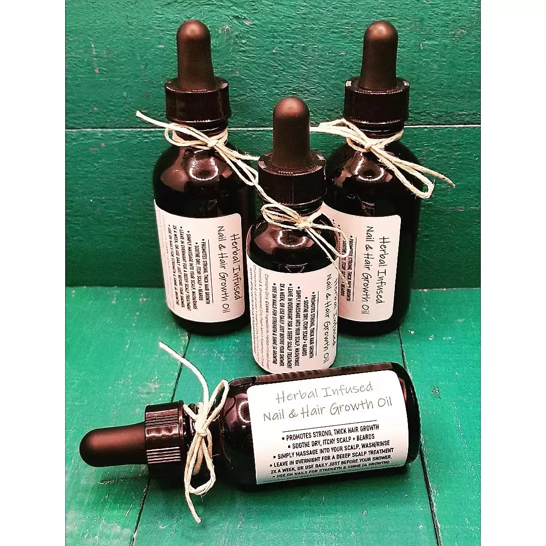 Herbal Remedy Body Oil | Herbal-Infused Nail + Hair Growth Oil | Vegan | Strengthens Nails + Healthy Hair | Headache / Migraine Relief | SLEEP BETTER | Aromatherapy