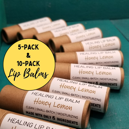 BULK Lip Balms | 5 PACK & 10 PACK | COMPOSTABLE Cardboard Tubes | Deeply Moisturizing | Creamy Texture | Sustainable PLANET-FRIENDLY Packaging | Heal Chapped Lips | Custom Chapstick