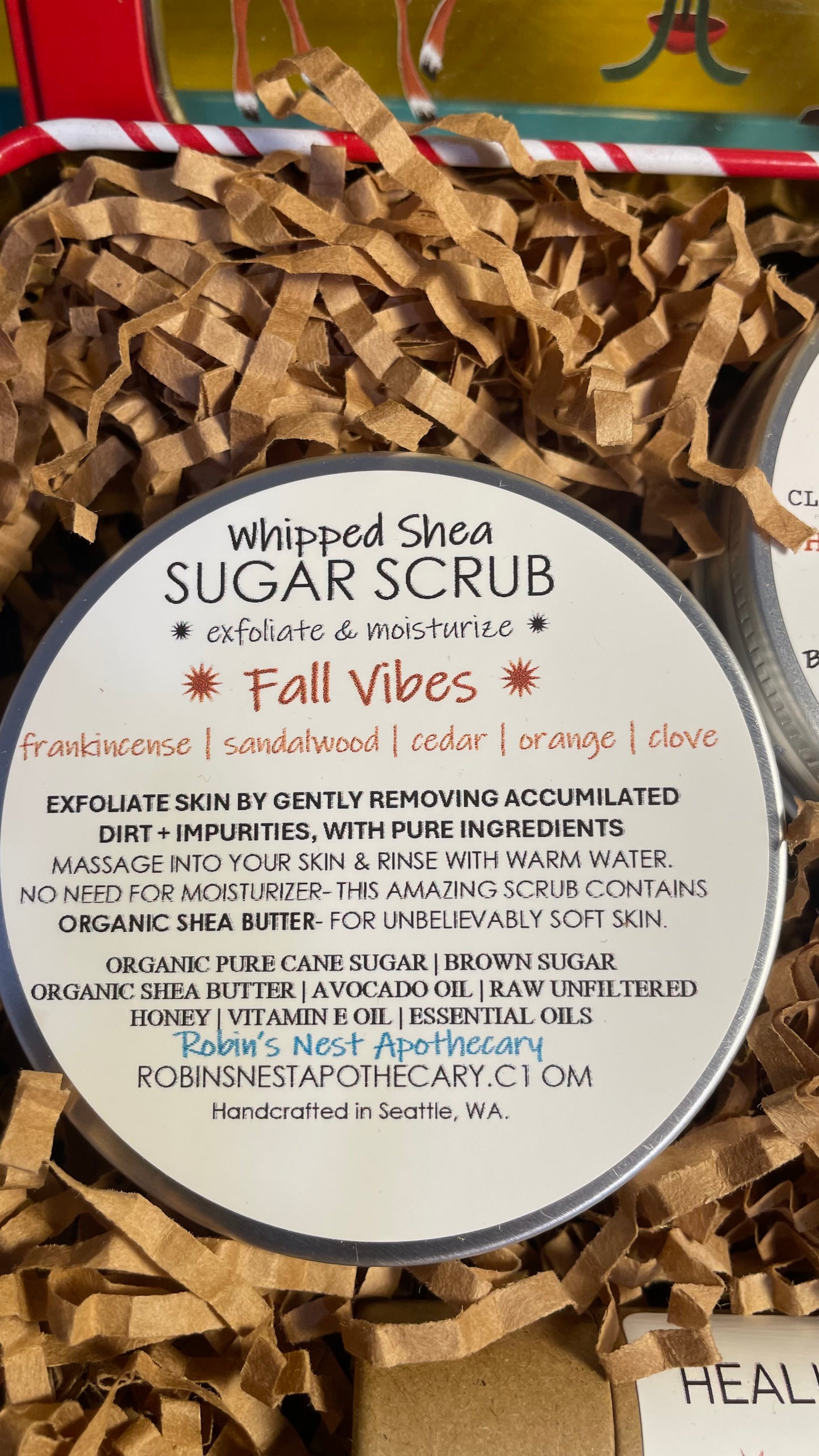 FALL VIBES 3-Pack Gift Set | FALL VIBES Whipped Shea Sugar Scrub + FALL VIBES Whipped Body Butter +  CREAMSICLE Compostable Lip Balm |  SANTA/BABY REINDEER/CHRISTMAS TREE TIN | Christmas Gift | Gift Sets