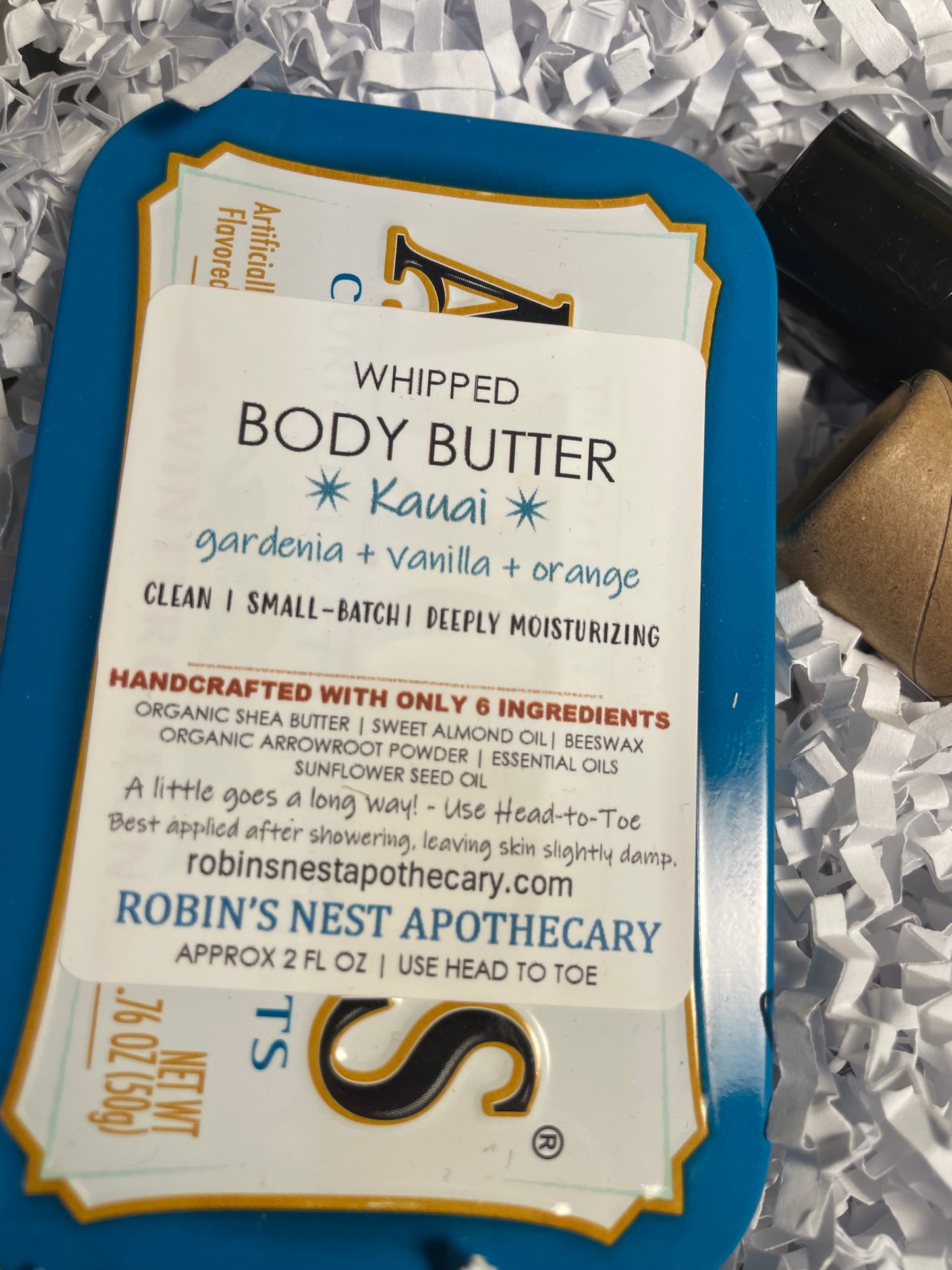KAUAI 3-Pack Gift Set | KAUAI Whipped Body Butter + Essential Oil Roller + Compostable Lip Balm | Upcycled Altoids Tin | LOVE + PEACE + JOY TIN | Christmas Gift | Gift Sets