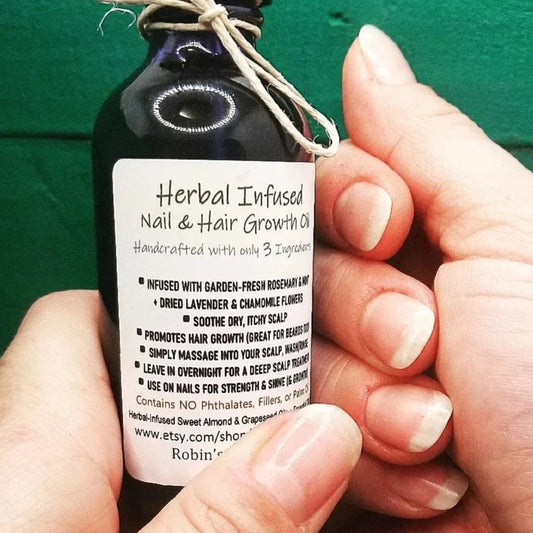 Herbal Remedy Body Oil | Herbal-Infused Nail + Hair Growth Oil | Vegan | Strengthens Nails + Healthy Hair | Headache / Migraine Relief | SLEEP BETTER | Aromatherapy