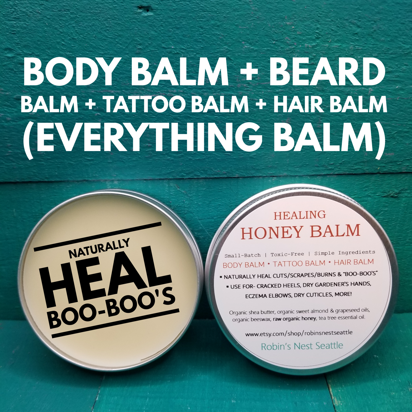 Honey Body Balms | Soothe Eczema/Dry Skin | First Aid | Super Hydrating | Made with Raw Unfiltered Honey | CLEAN Skincare